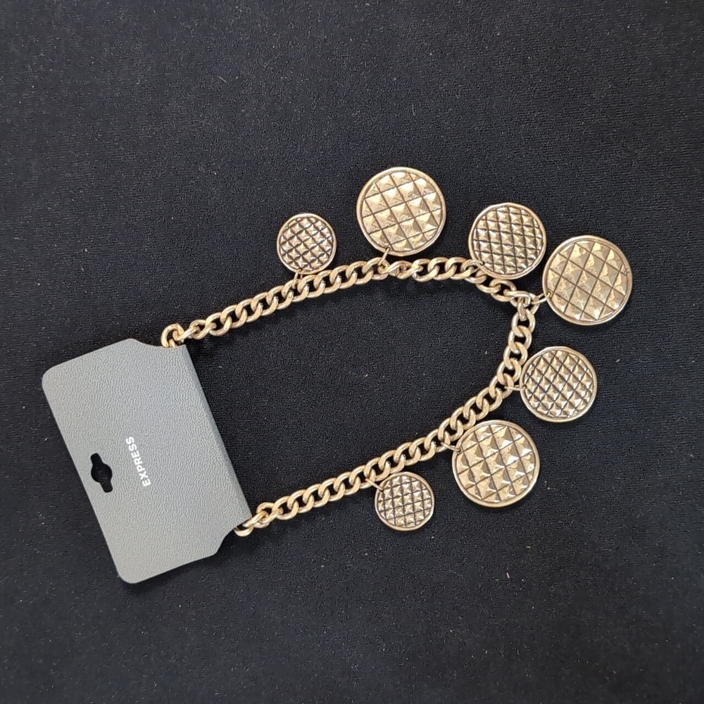 EXPRESS Gold Statement Necklace Basketweave NWT